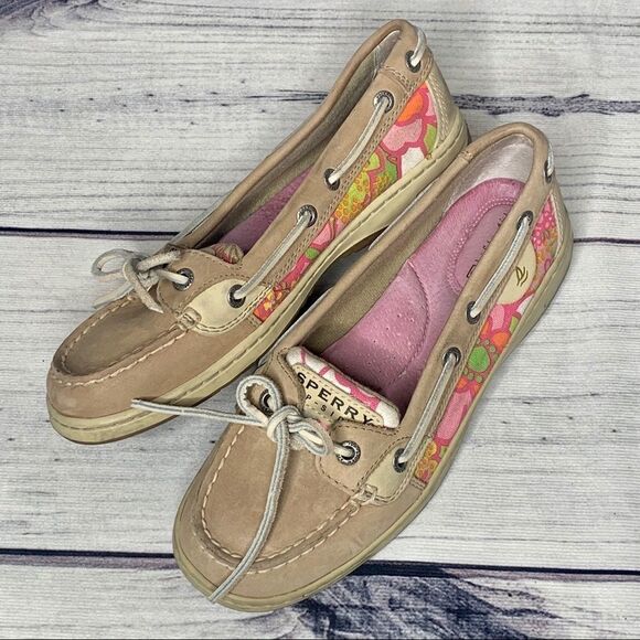 Sperry Top Sider Womens 6.5 Pink/Yellow Floral - Picture 2 of 10